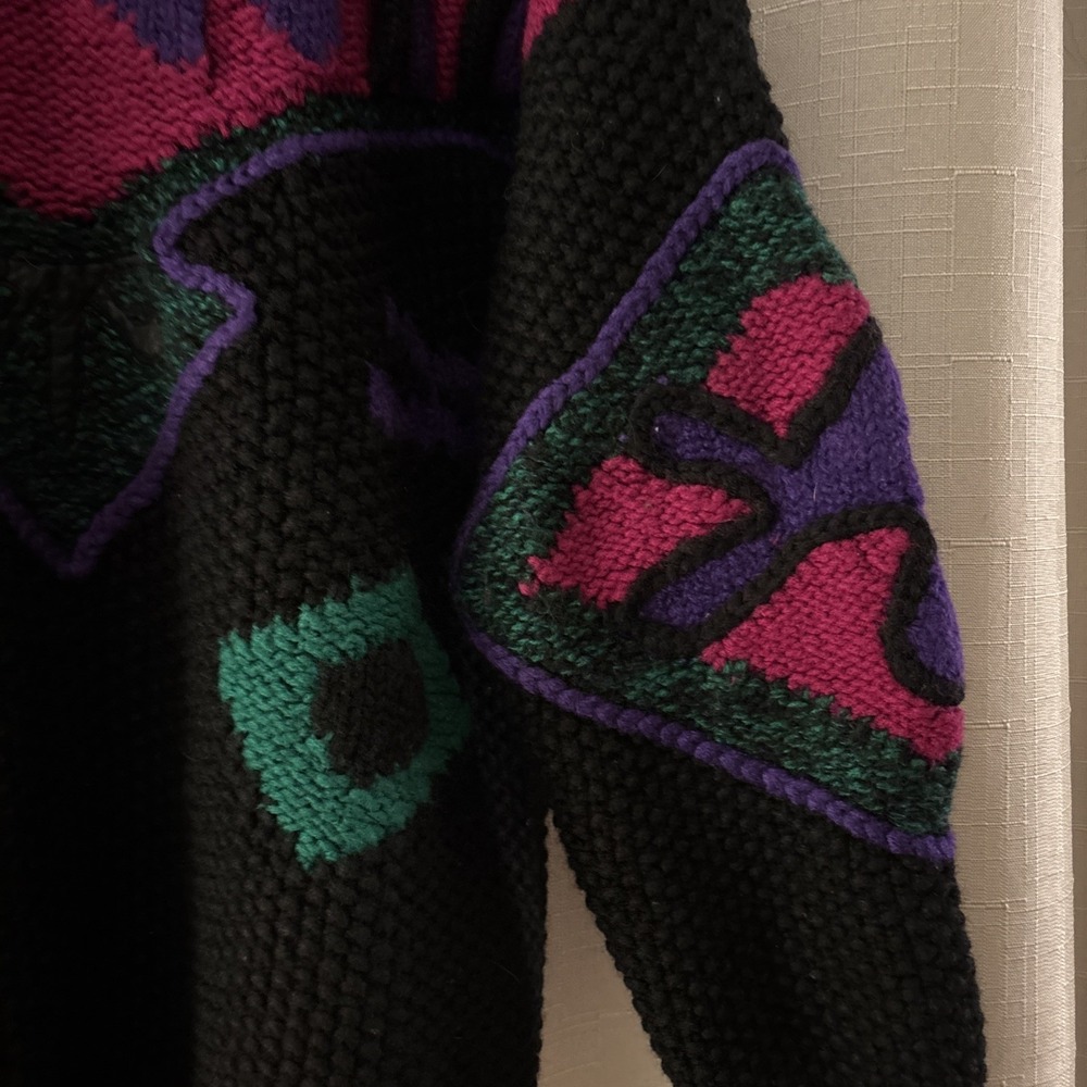 Vtg Nordstrom 100% Wool Hand Knit Sweater Womens L Chunky New Wave Ski 80s SW - Picture 6 of 11